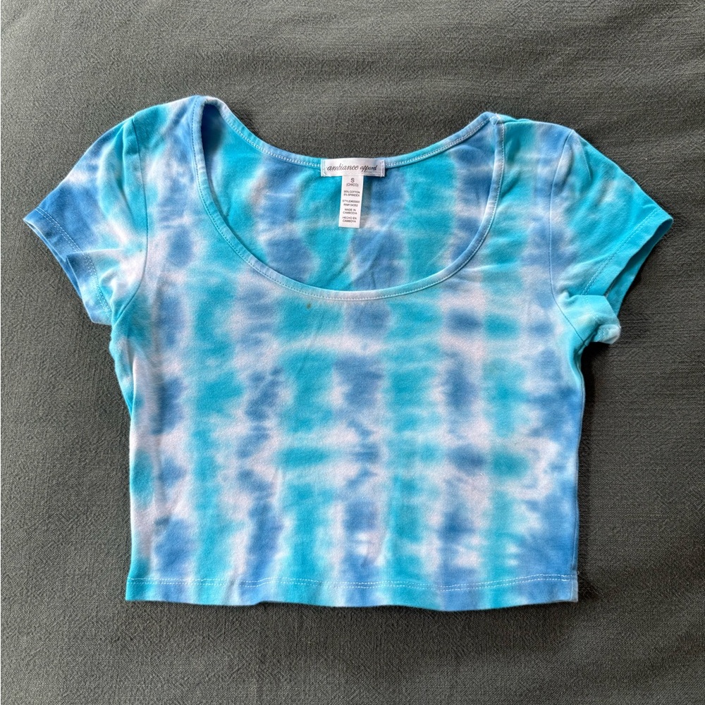 Ambiance Sky Blue Tie-Dye Crop Top